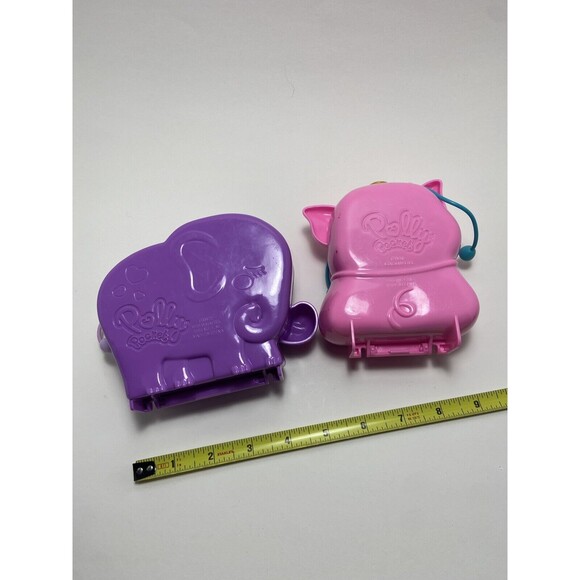 Polly Pocket Pink Pig and Purple Elephant Adventure Compacts Lot no Figures - Picture 3 of 9